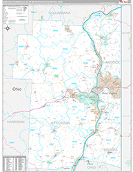 Weirton-Steubenville Metro Area Wall Map Premium Style 2026